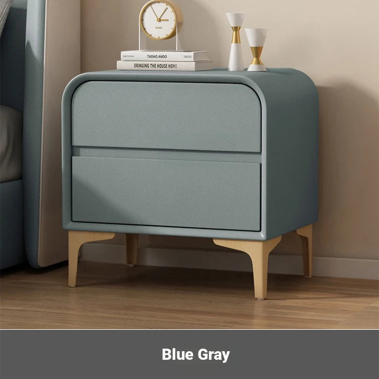 Stylish Solid Wood Nightstand with Faux Leather Finish – Modern Bedroom Storage Solution hjd-3144