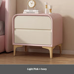 Stylish Solid Wood Nightstand with Faux Leather Finish – Modern Bedroom Storage Solution hjd-3144