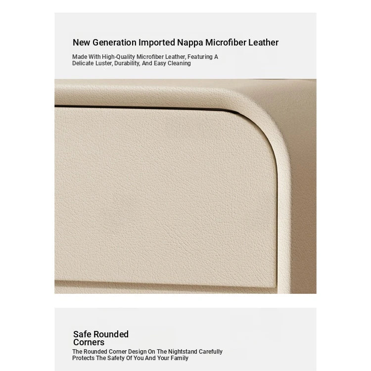 Stylish Solid Wood Nightstand with Faux Leather Finish – Modern Bedroom Storage Solution hjd-3144