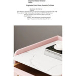 Stylish Pink and Cream Nightstand with Sintered Stone Top and Faux Leather Accents - Modern Bedroom Storage Solution hjd-3145