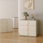 Stylish Solid Wood Nightstand with Faux Leather Finish – Modern 3-Drawer Bedroom Storage Solution hjd-3147