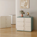 Stylish Solid Wood Nightstand with Faux Leather Finish – Modern 3-Drawer Bedroom Storage Solution hjd-3147