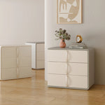 Stylish Solid Wood Nightstand with Faux Leather Finish – Modern 3-Drawer Bedroom Storage Solution hjd-3147