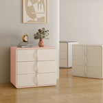 Stylish Solid Wood Nightstand with Faux Leather Finish – Modern 3-Drawer Bedroom Storage Solution hjd-3147