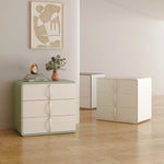 Stylish Solid Wood Nightstand with Faux Leather Finish – Modern 3-Drawer Bedroom Storage Solution hjd-3147