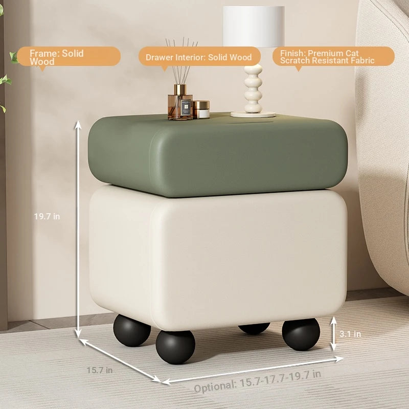 Stylish Faux Leather Nightstand with Wood Finish - Modern Bedroom Storage Solution hjd-3148