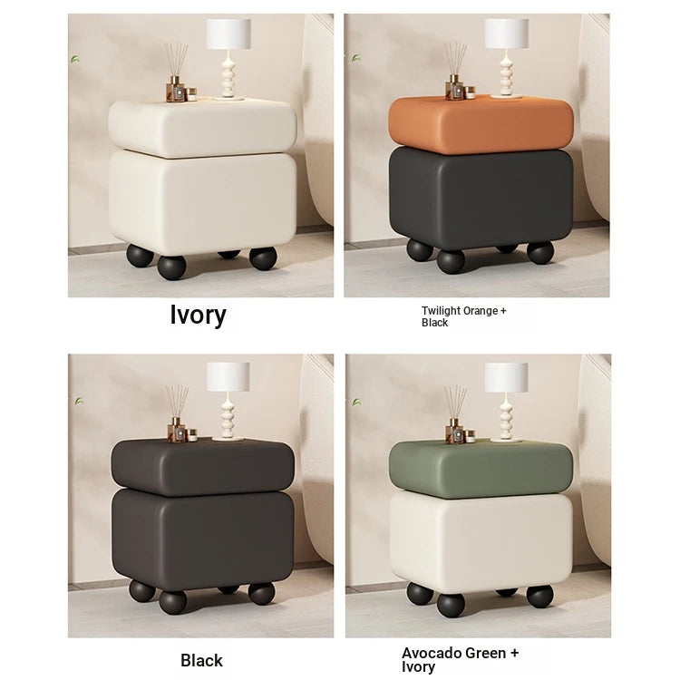 Stylish Faux Leather Nightstand with Wood Finish - Modern Bedroom Storage Solution hjd-3148