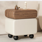 Stylish Faux Leather Nightstand with Wood Finish - Modern Bedroom Storage Solution hjd-3148