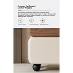 Stylish Faux Leather Nightstand with Wood Finish - Modern Bedroom Storage Solution hjd-3148