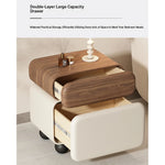 Stylish Faux Leather Nightstand with Wood Finish - Modern Bedroom Storage Solution hjd-3148