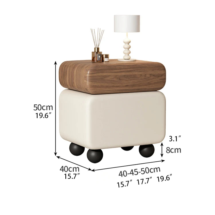 Stylish Faux Leather Nightstand with Wood Finish - Modern Bedroom Storage Solution hjd-3148