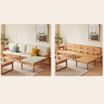 Stylish Beige Sofa with Natural Brown Ash Wood Accents and Faux Leather Finish hjhms-1038