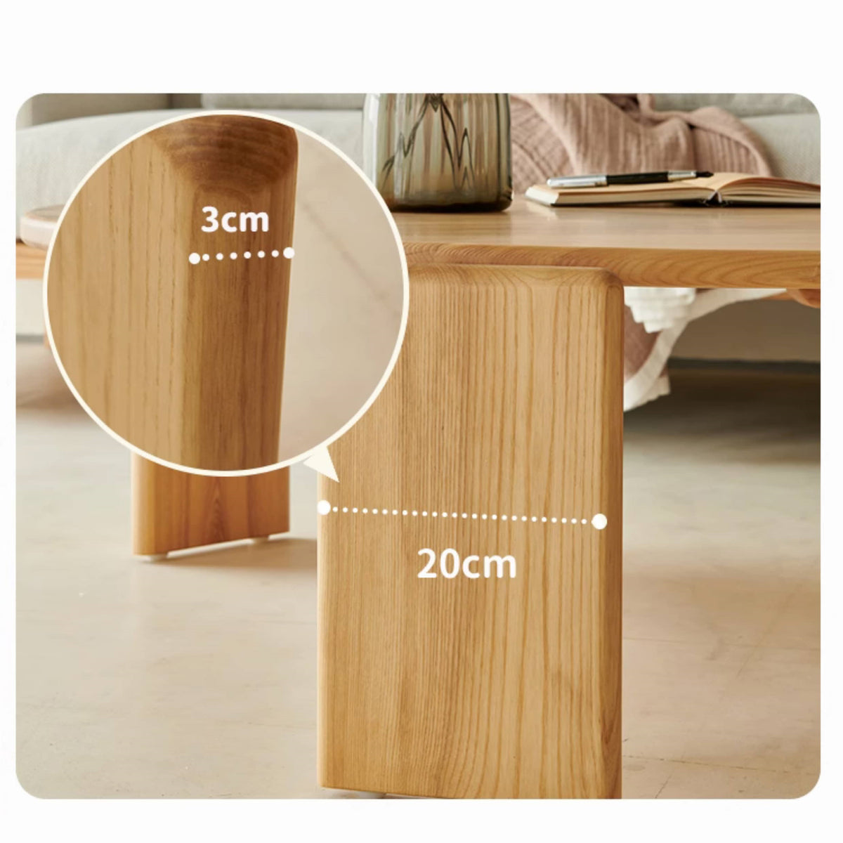 Elegant Natural Ash Wood Tea Table - Perfect for Modern Living Spaces hjhms-1043