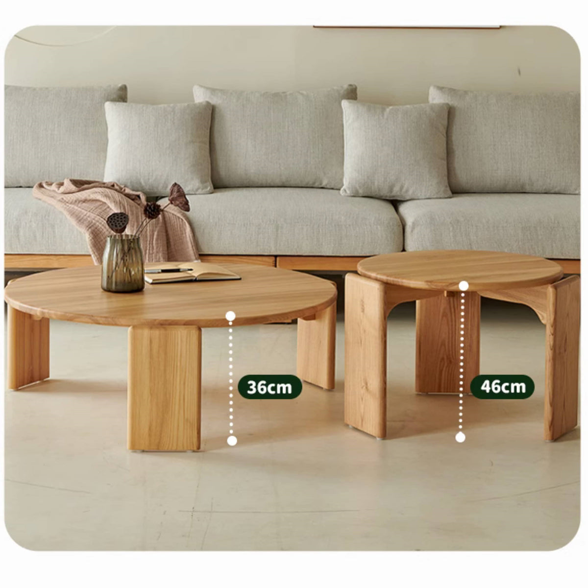 Elegant Natural Ash Wood Tea Table - Perfect for Modern Living Spaces hjhms-1043