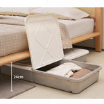 Handcrafted Ash Wood Bed with Elegant Rattan Headboard - Natural Finish hjhms-1562