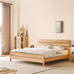 Premium Brown Ash Wood Bed Frame – Modern Natural Wood Design for Stylish Bedrooms hjhms-1563