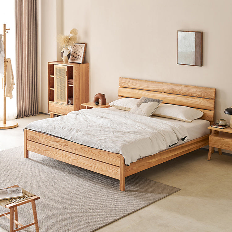 Premium Brown Ash Wood Bed Frame – Modern Natural Wood Design for Stylish Bedrooms hjhms-1563