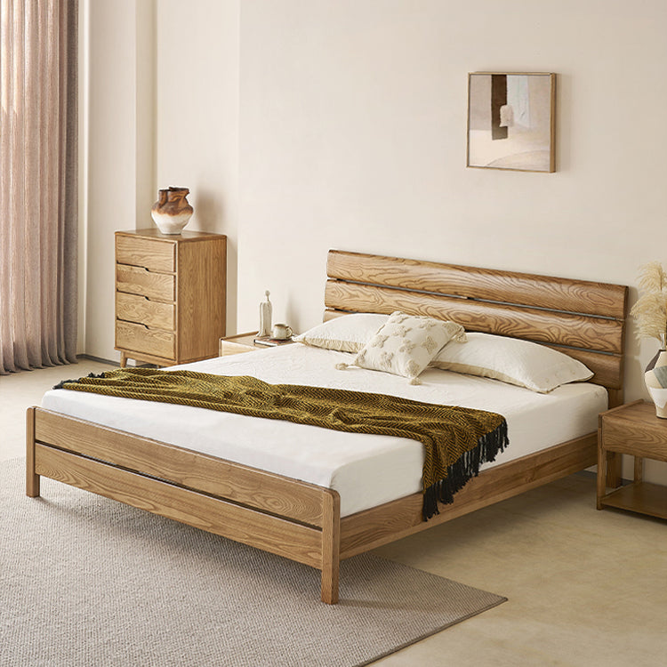 Premium Brown Ash Wood Bed Frame – Modern Natural Wood Design for Stylish Bedrooms hjhms-1563