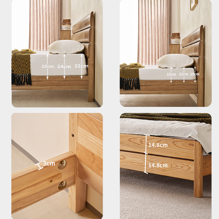 Premium Brown Ash Wood Bed Frame – Modern Natural Wood Design for Stylish Bedrooms hjhms-1563