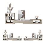 Stylish White & Khaki TV Cabinet with Sintered Stone and Pine Wood Design hjl-1180