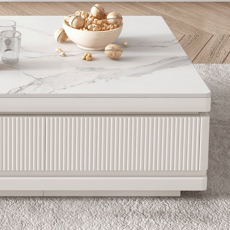 Elegant White & Beige Sintered Stone TV Cabinet - Stylish Living Room Storage hjl-1182