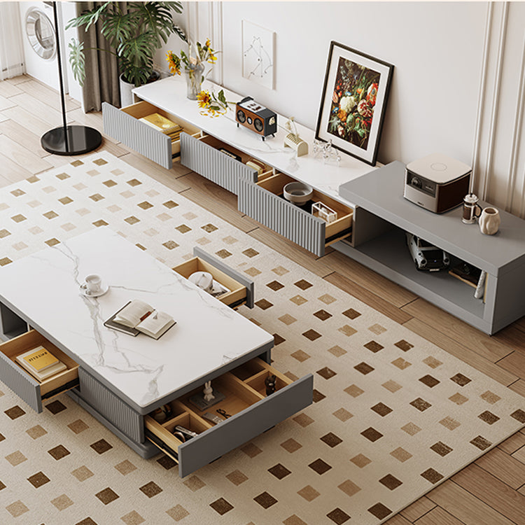 Modern Minimalist Tea Table with White and Gray Sintered Stone Top and Pine Wood Base hjl-1185