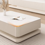 Elegant White and Beige Sintered Stone Tea Table for Modern Living Spaces hjl-1195