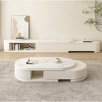 Elegant White Beige Sintered Stone Tea Table - Modern Design & Durable Finish hjl-1197