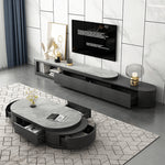 Elegant Sintered Stone & Pine Wood Tea Table in Gray, Black, & White hjl-1201