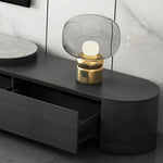 Elegant Sintered Stone & Pine Wood Tea Table in Gray, Black, & White hjl-1201