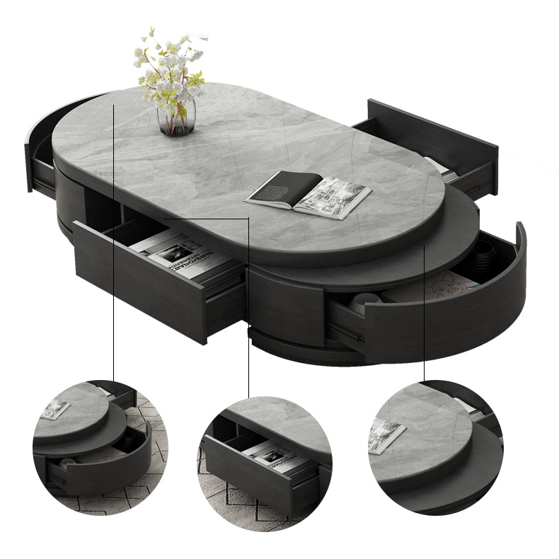 Stylish TV Cabinet - Gray, Black & White - Sintered Stone & Pine Wood Finish hjl-1202