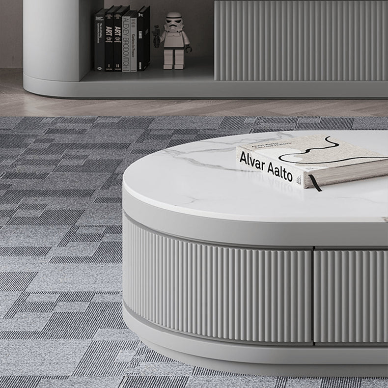 Elegant White & Gray Sintered Stone TV Cabinet with Pine Wood Finish hjl-1204