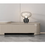 Elegant Sintered Stone & Pine Wood Tea Table - White, Khaki, Brown, & Beige hjl-1209