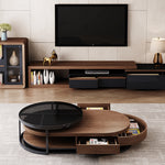 Elegant Two-Tone Tea Table - Sleek Brown & Black Design for Modern Living hjl-1213