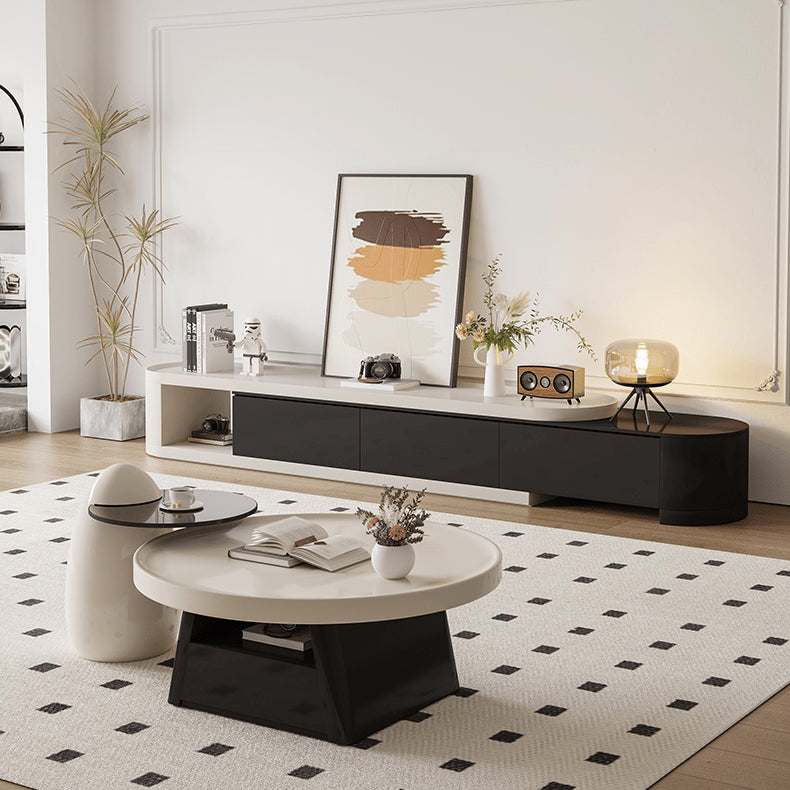 Sleek Modern Tea Table in Elegant White and Black Finish - Perfect for Stylish Living Spaces hjl-1226