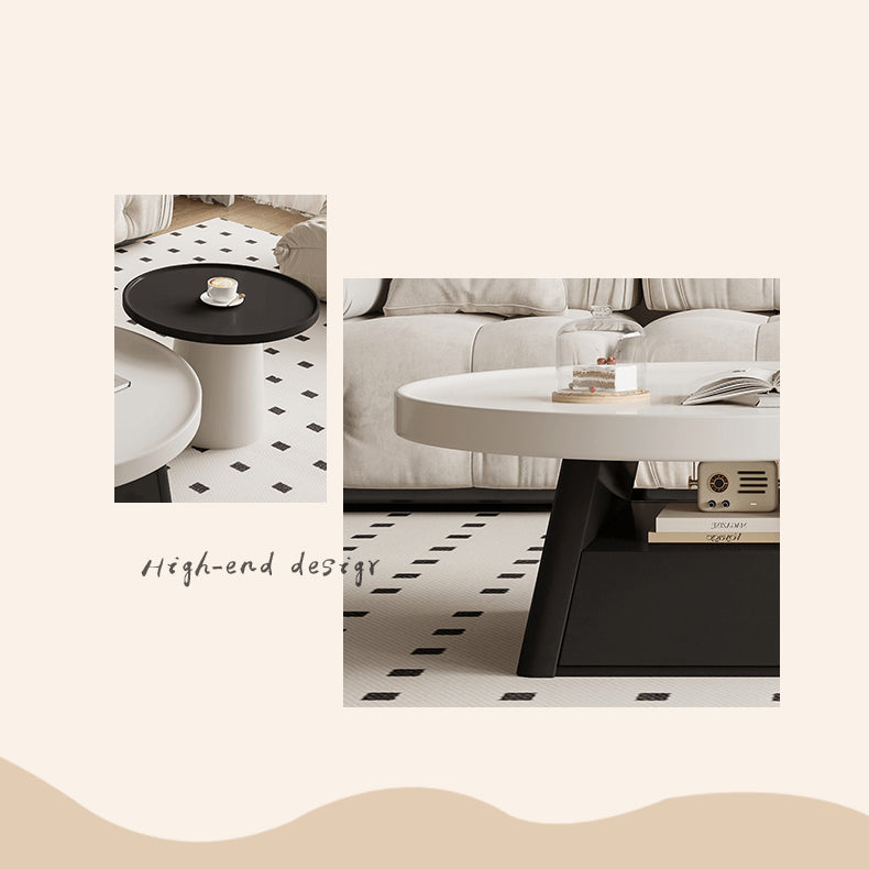 Sleek Modern Tea Table in Elegant White and Black Finish - Perfect for Stylish Living Spaces hjl-1226