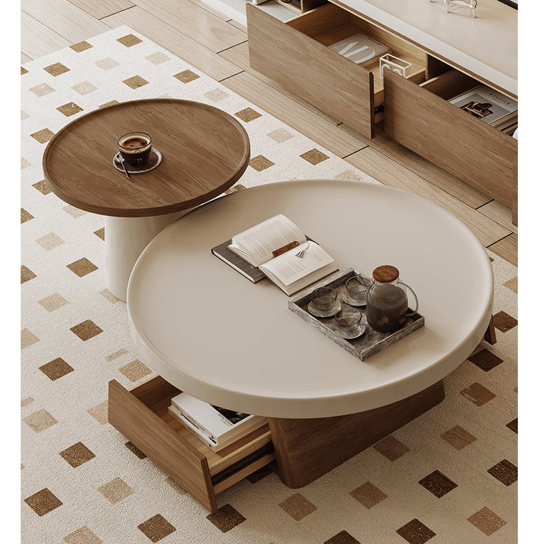 Solid Wood TV Cabinet in Elegant Beige Brown Finish hjl-1231