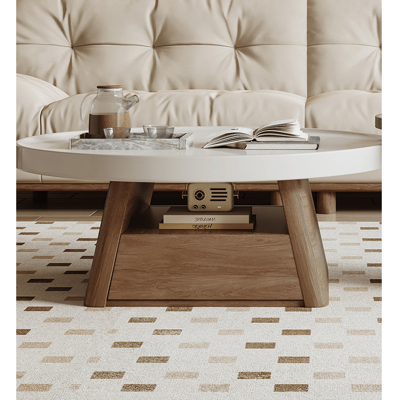 Solid Wood TV Cabinet in Elegant Beige Brown Finish hjl-1231