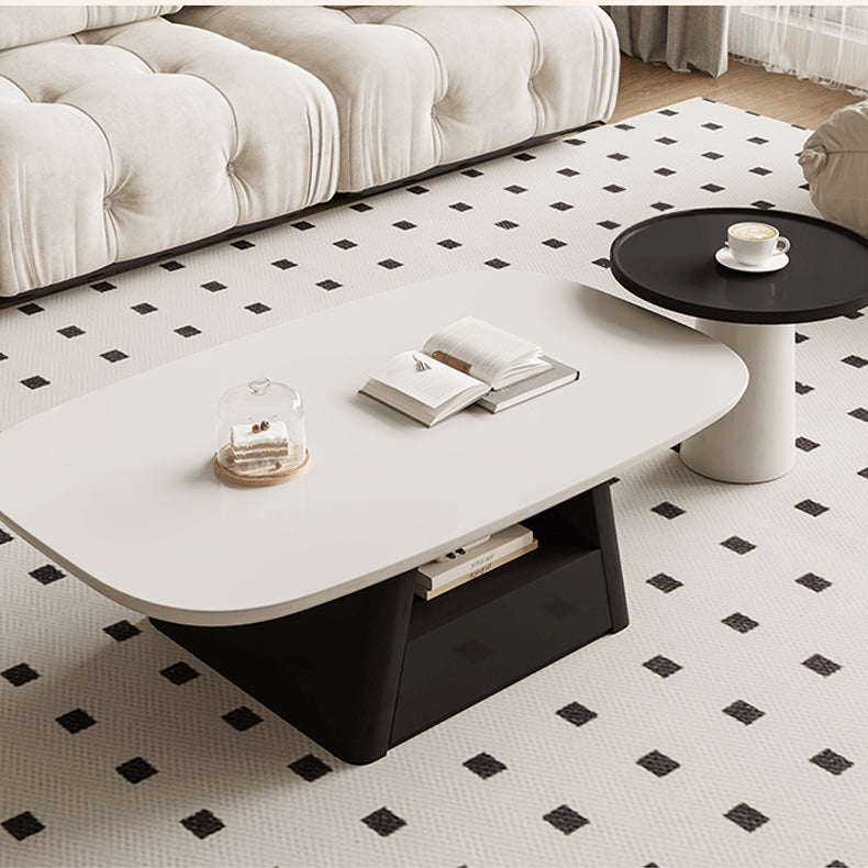 Modern White & Black Pine Wood Tea Table - Stylish & Elegant Design for Your Living Room hjl-1232