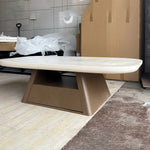 Stylish Dark Brown Pine Wood TV Cabinet in Khaki Finish for Modern Living Rooms hjl-1235