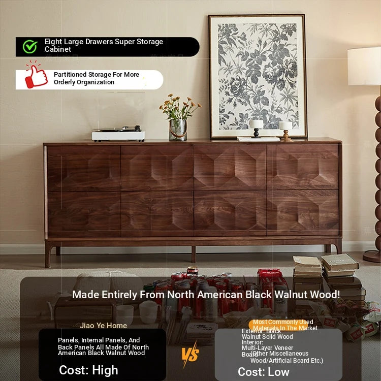 Stylish Black Walnut Wood Cabinet with Unique Geometric Design - Modern Home Storage Solution hjy-5006