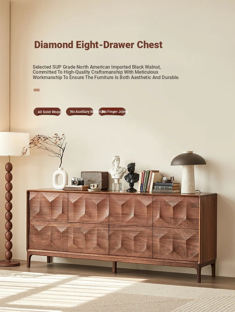 Stylish Black Walnut Wood Cabinet with Unique Geometric Design - Modern Home Storage Solution hjy-5006