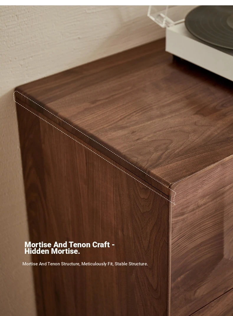 Stylish Black Walnut Wood Cabinet with Unique Geometric Design - Modern Home Storage Solution hjy-5006