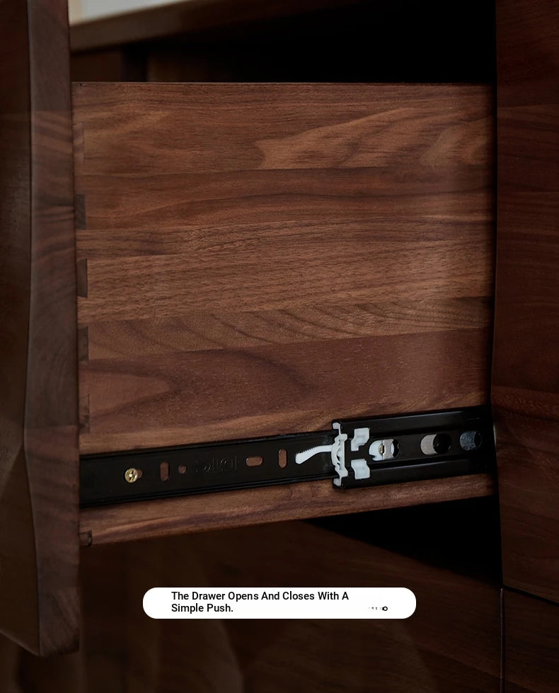 Stylish Black Walnut Wood Cabinet with Unique Geometric Design - Modern Home Storage Solution hjy-5006