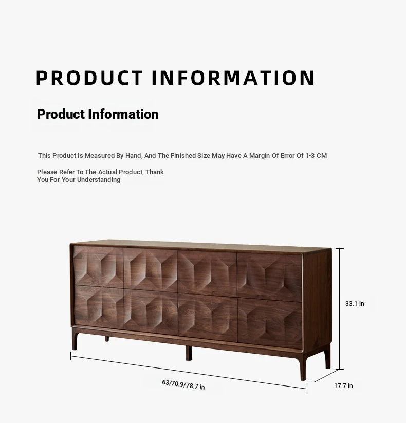 Stylish Black Walnut Wood Cabinet with Unique Geometric Design - Modern Home Storage Solution hjy-5006