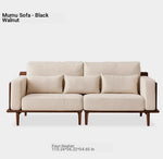 Stylish Black Walnut Wood Sofa with Pearl Cotton and Down Cotton-Ramie Upholstery - Perfect for Modern Living Spaces! hjy-5007