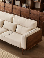 Stylish Black Walnut Wood Sofa with Pearl Cotton and Down Cotton-Ramie Upholstery - Perfect for Modern Living Spaces! hjy-5007