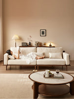 Stylish Black Walnut Wood Sofa with Pearl Cotton and Down Cotton-Ramie Upholstery - Perfect for Modern Living Spaces! hjy-5007
