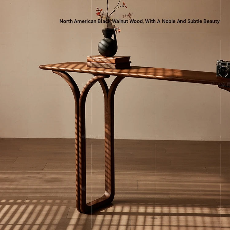 Elegant Solid Black Walnut Console Table – Modern Minimalist Design for Stylish Home Décor hjy-5008