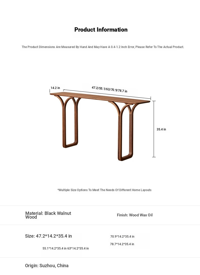 Elegant Solid Black Walnut Console Table – Modern Minimalist Design for Stylish Home Décor hjy-5008